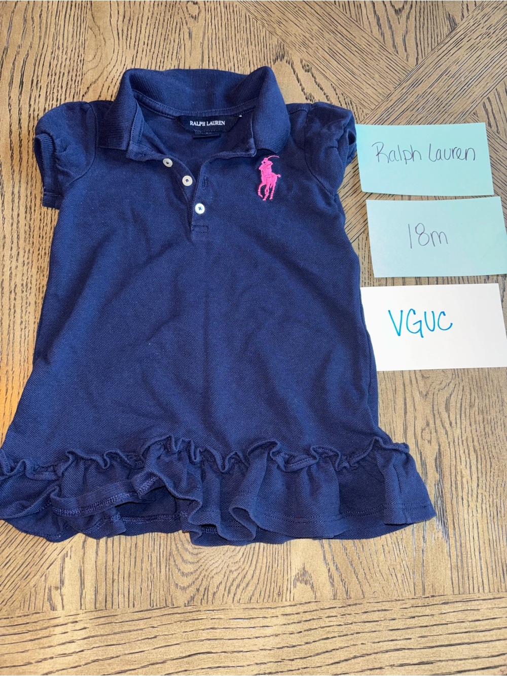 Ralph Lauren Navy Polo Dress with Pink Pony